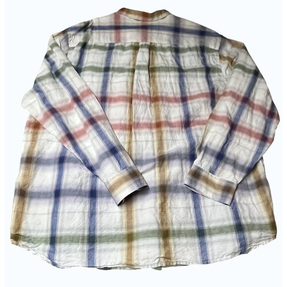 Tommy Bahama 3XT Plaid Mens Long-Sleeve Shirt Linen Cotton Blend lightweight - Picture 9 of 11